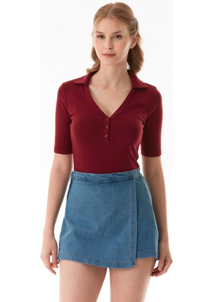 Basic Polo Yaka Çıtçıtlı Likralı Modal Body