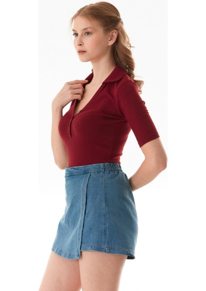 Basic Polo Yaka Çıtçıtlı Likralı Modal Body modelleri