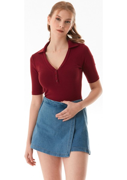 Basic Polo Yaka Çıtçıtlı Likralı Modal Body indirimleri