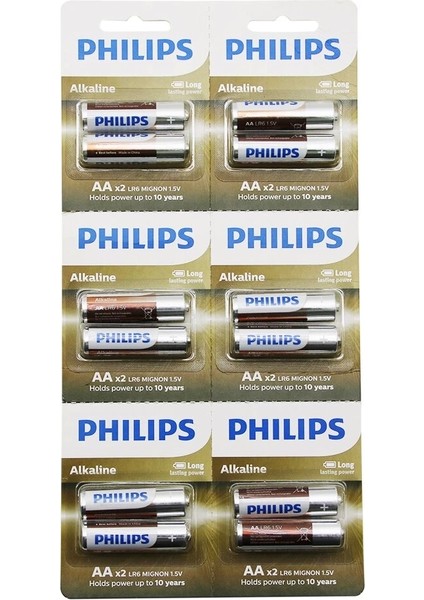Phılıps Alkaline Kalem - Aa - 1.5V Pil 12PCS= 2li x 6