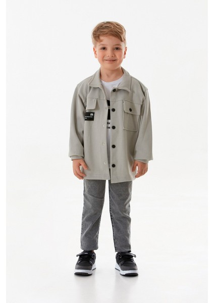 %100 Pamuk Yazı Baskılı Çıtçıtlı 3 Lü Erkek Çocuk Takım