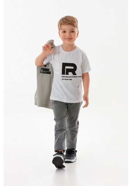 %100 Pamuk Yazı Baskılı Çıtçıtlı 3 Lü Erkek Çocuk Takım indirimleri