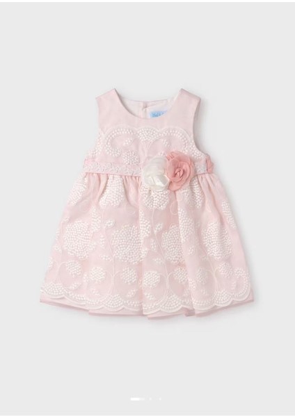 Kız Bebek Işlemeli Organze Elbise 5010