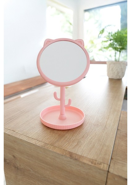 Kedi Kulaklı Masa Üstü Askılıklı Makyaj Aynası