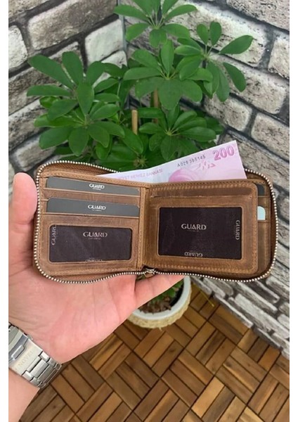 Hakiki Deri Antik Taba Fermuarlı Yatay Mini Erkek Cüzdanı (T1488) fiyatları