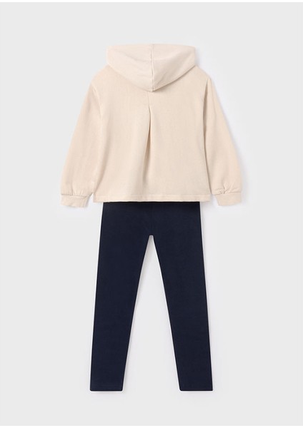 Kız Çocuk Kapişonlu Pullover Tayt 2 Li Set 7749 modelleri