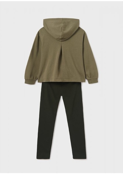 Kız Çocuk Kapişonlu Pullover Tayt 2 Li Set 7749