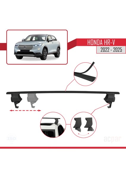 Honda Hr-V 3 2022 ve Sonrası ile Uyumlu Ace-4 Ara Atkı Tavan Barı Siyah 2 Adet
