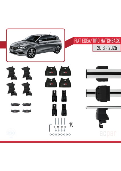 Fiat Egea Hb 2016 ve Sonrası ile Uyumlu Ace-4 Ara Atkı Tavan Barı Gri 2 Adet