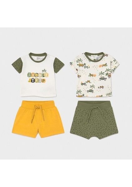 Erkek Bebek Tişört Şort 4 Lü Set 1657