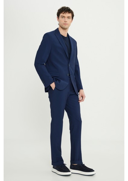 Slim Fit Dar Kesim Kırlangıç Yaka Gofre Desenli Kapak Cepli Esnek Takım Elbise fiyatları