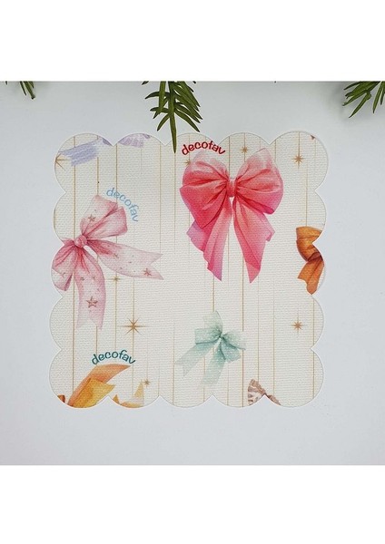 Sulu Boya Kurdele Desenli Lazer Kesim Yıkanabilir Kokteyl Peçetesi 1 Adet