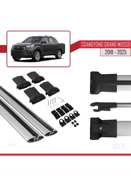 Ssangyong Grand Musso 2018 ve Sonrası ile Uyumlu Fly Model Ara Atkı Tavan Barı Gri 2 Adet indirimleri