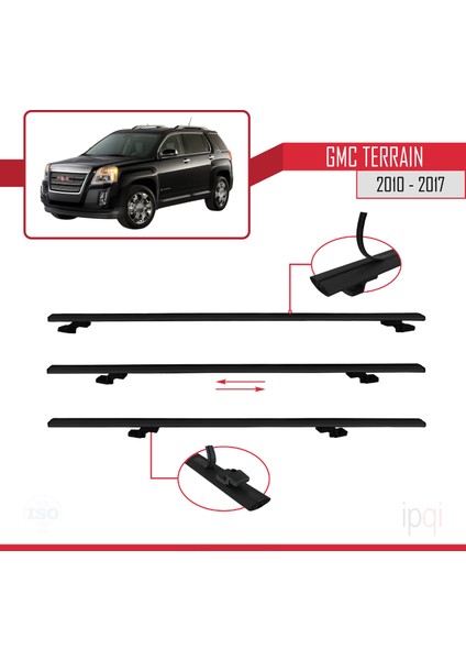 Gmc Terrain 2010-2017 Arası ile Uyumlu Basıc Model Ara Atkı Tavan Barı Siyah 2 Adet