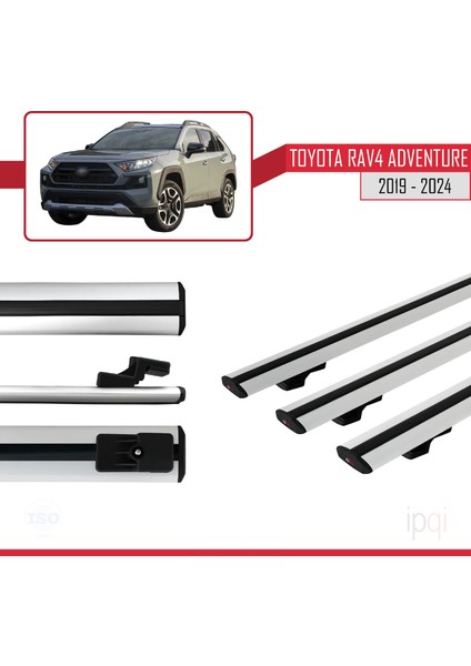 Toyota Rav4 Adventure 2019-2024 Arası ile Uyumlu Basıc Model Ara Atkı Tavan Barı Gri 3 Adet modelleri