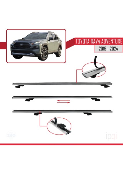 Toyota Rav4 Adventure 2019-2024 Arası ile Uyumlu Basıc Model Ara Atkı Tavan Barı Gri 3 Adet indirimleri