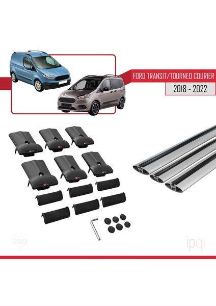 Ford Transit/tourneo Courier Post-Facelift 2018-2022 Arası ile Uyumlu Fly Model Ara Atkı Tavan Barı Gri 3 Adet indirimleri