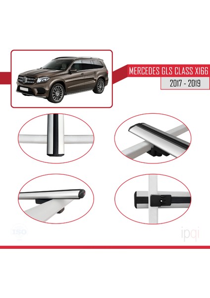 Mercedes Gls Class X166 2017-2019 Arası ile Uyumlu Basıc Model Ara Atkı Tavan Barı Gri 3 Adet fırsatları