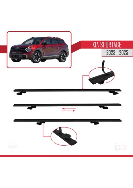 Kia Sportage 2023-2025 Arası ile Uyumlu Basıc Model Ara Atkı Tavan Barı Siyah 2 Adet indirimleri