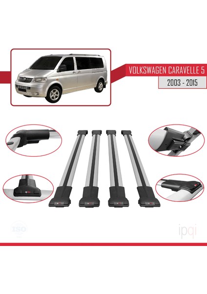 Volkswagen T5 Caravelle 2003-2015 Arası ile Uyumlu Fly Model Ara Atkı Tavan Barı Gri 4 Adet fırsatları