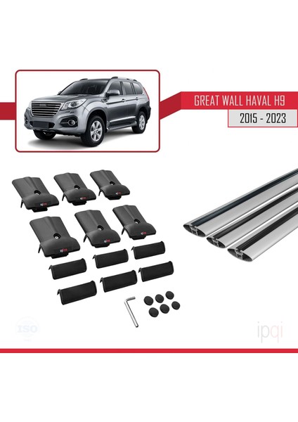 Great Wall Haval H9 2015-2023 Arası ile Uyumlu Fly Model Ara Atkı Tavan Barı Gri 3 Adet indirimleri