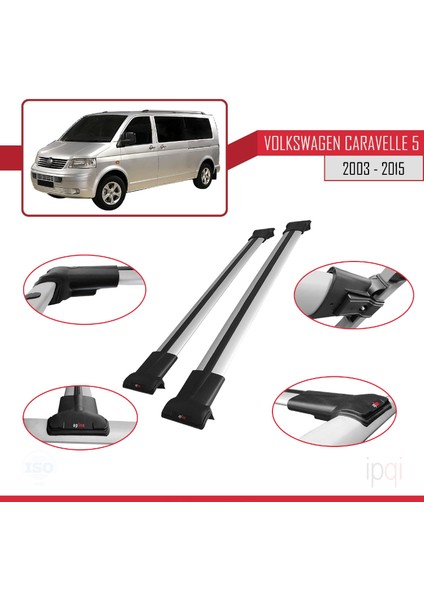 Volkswagen T5 Caravelle 2003-2015 Arası ile Uyumlu Fly Model Ara Atkı Tavan Barı Gri 2 Adet modelleri