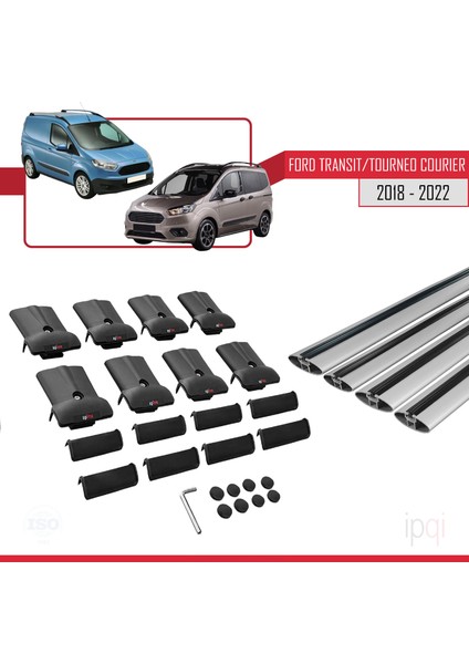 Ford Transit/tourneo Courier Post-Facelift 2018-2022 Arası ile Uyumlu Fly Model Ara Atkı Tavan Barı Gri 4 Adet indirimleri