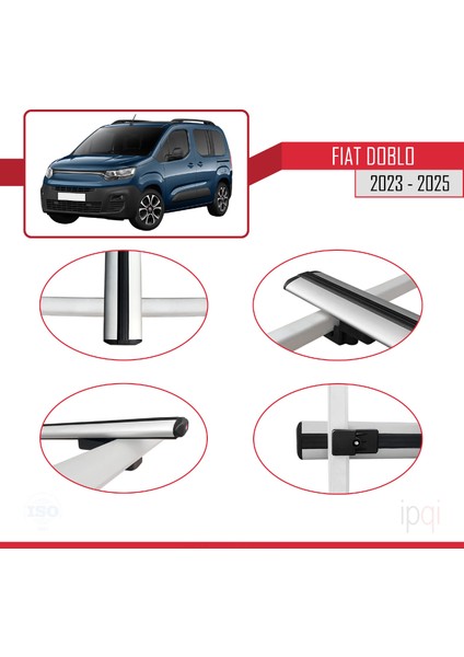 Fiat Doblo 3 2023 ve Sonrası ile Uyumlu Basıc Model Ara Atkı Tavan Barı Gri 2 Adet fırsatları