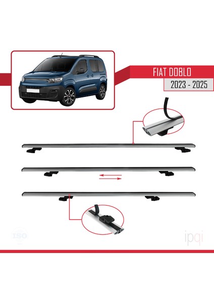 Fiat Doblo 3 2023 ve Sonrası ile Uyumlu Basıc Model Ara Atkı Tavan Barı Gri 2 Adet indirimleri
