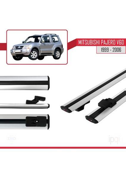 Mitsubishi Pajero (V60) 3 Kapı 1999-2006 Arası ile Uyumlu Basıc Model Ara Atkı Tavan Barı Gri 2 Adet modelleri