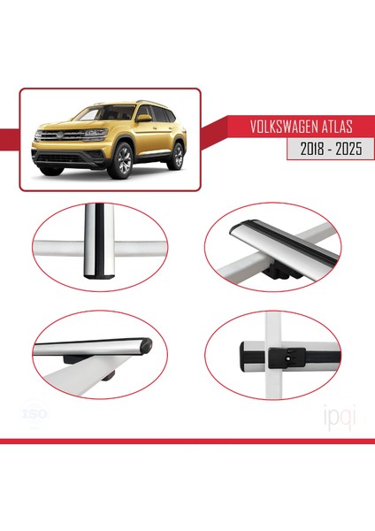 Volkswagen Atlas (Ca1) 2018 ve Sonrası ile Uyumlu Basıc Model Ara Atkı Tavan Barı Gri 2 Adet fırsatları