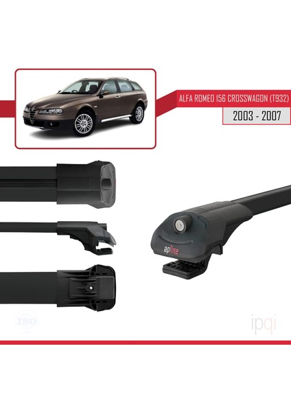 Alfa Romeo 156 (T932) Crosswagon 2003-2007 Arası ile Uyumlu Ace-1 Ara Atkı Tavan Barı Siyah 2 Adet modelleri