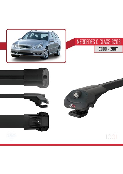 Mercedes C Class 2 (S203) 2000-2007 Arası ile Uyumlu Ace-1 Ara Atkı Tavan Barı Siyah 3 Adet modelleri