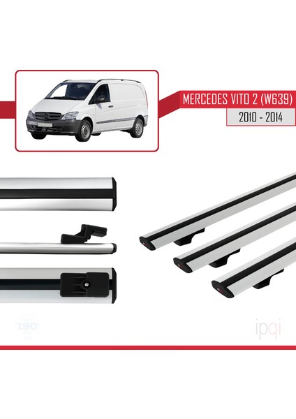 Mercedes Vito 2 (W639) Post-Facelift 2010-2014 Arası ile Uyumlu Basıc Model Ara Atkı Tavan Barı Gri 3 Adet modelleri