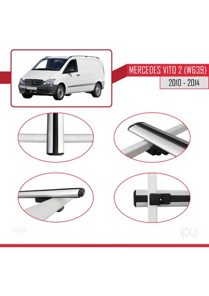 Mercedes Vito 2 (W639) Post-Facelift 2010-2014 Arası ile Uyumlu Basıc Model Ara Atkı Tavan Barı Gri 3 Adet fırsatları