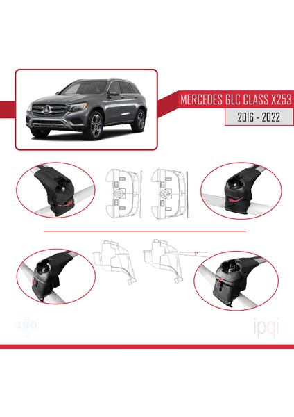 Mercedes Glc Class (X253) 2016-2022 Arası ile Uyumlu Ace-2 Ara Atkı Tavan Barı Gri 2 Adet indirimleri