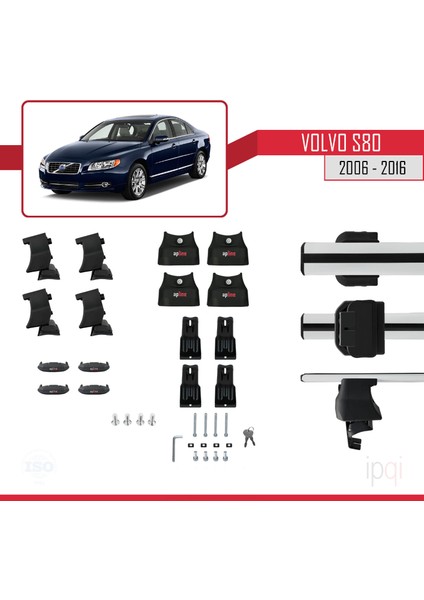 Volvo S80 Iı 2006-2016 Arası ile Uyumlu Ace-4 Ara Atkı Tavan Barı Gri 2 Adet indirimleri