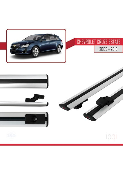 Chevrolet Cruze (J300) 2009-2016 Arası ile Uyumlu Basıc Model Ara Atkı Tavan Barı Gri 2 Adet