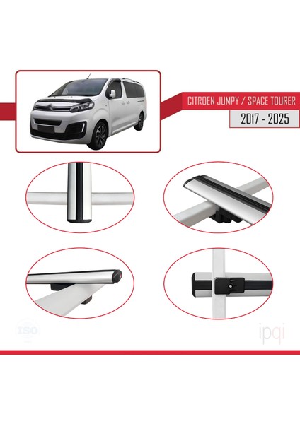 Citroen Jumpy 3 (K0) Space Tourer 2017 ve Sonrası ile Uyumlu Basıc Model Ara Atkı Tavan Barı Gri 2 Adet fırsatları