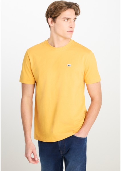 Regular Fit Normal Kesim Bisiklet Yaka Sarı Tişört
