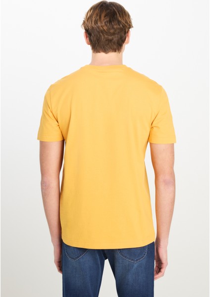 Regular Fit Normal Kesim Bisiklet Yaka Sarı Tişört
