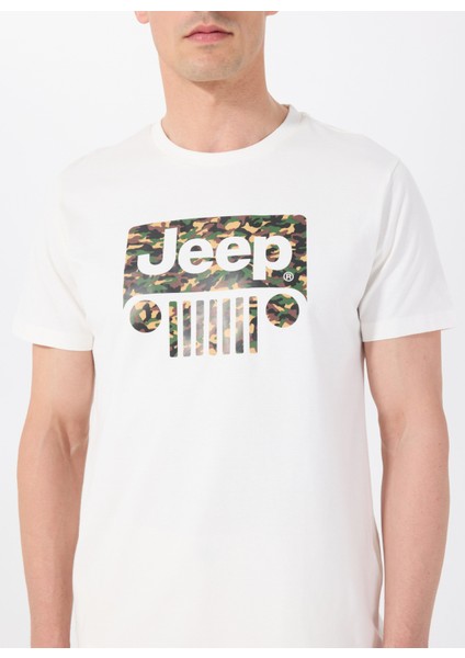 Bisiklet Yaka Baskılı Kırık Beyaz Erkek T-Shirt J5SM-TST7309 fırsatları