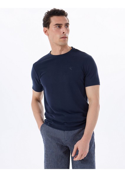 Bisiklet Yaka Düz Lacivert Erkek T-Shirt F5SM-TST 2080 modelleri