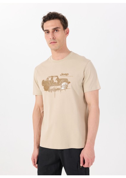 Bisiklet Yaka Baskılı Deve Tüyü Erkek T-Shirt J5SM-TST7385 modelleri