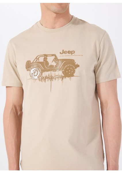 Bisiklet Yaka Baskılı Deve Tüyü Erkek T-Shirt J5SM-TST7385 fırsatları