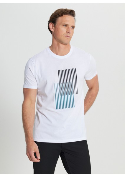 Bisiklet Yaka Baskılı Beyaz Erkek T-Shirt ACE091252410_BYZ modelleri