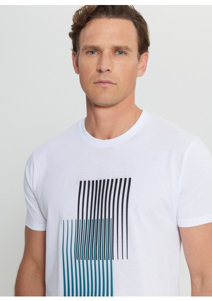 Bisiklet Yaka Baskılı Beyaz Erkek T-Shirt ACE091252410_BYZ fırsatları