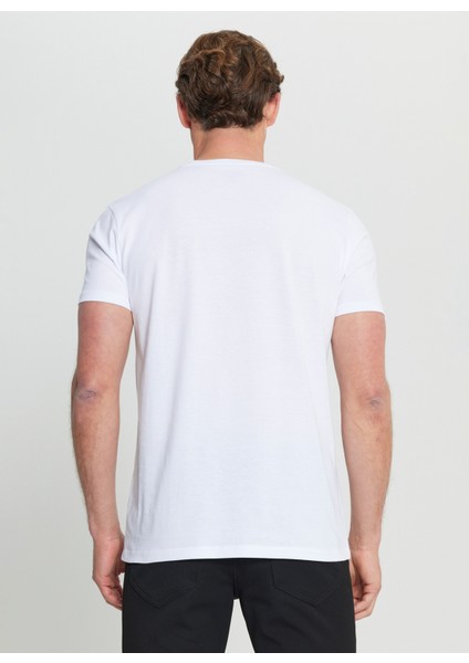 Bisiklet Yaka Baskılı Beyaz Erkek T-Shirt ACE091252410_BYZ indirimleri