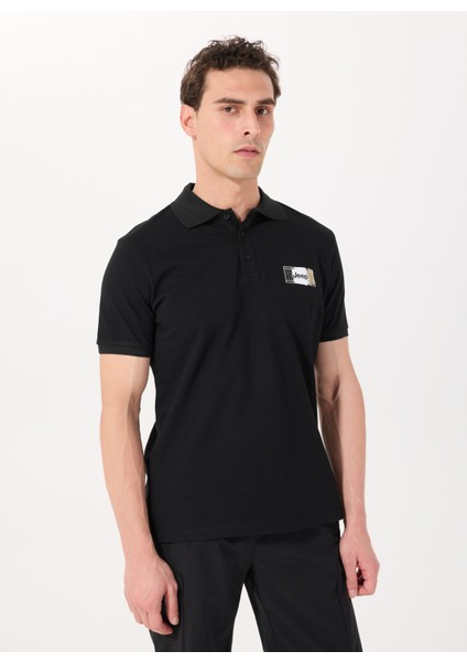 Baskılı Siyah Erkek Polo T-Shirt J5SM-TST7364