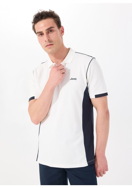 Blok Desenli Beyaz Erkek Polo T-Shirt J5SM-TST7316